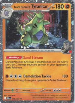 Team Rocket's Tyranitar 096/182 Cosmos Holo Destined Rivals Blister Pack Promo - Image 1