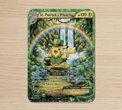 Pokemon PIKACHU St Patrick’s Day Trading Card Glossy front - Image 1
