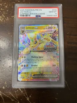 2025 POKEMON PRE EN-PRISMATIC EVOLUTIONS 030 JOLTEON EX SURPRISE BOX PSA 10 - Image 1