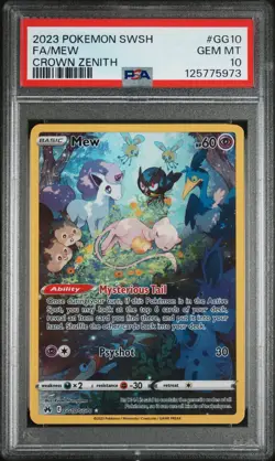 2023 Pokemon SWSH Crown Zenith Mew GG10/GG70 PSA 10 Gem MintFull Art - Image 1