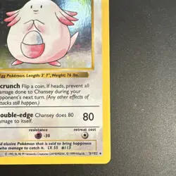 Pokemon TCG Chansey Base Set (Shadowless) Holo Rare 3/102 120 HP 1999 English - Image 4