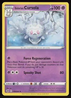 GALARIAN CURSOLA 118/264 RARE FUSION STRIKE POKEMON NM/M - Image 1