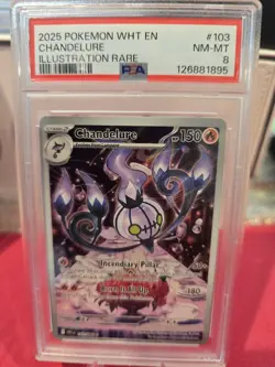 Pokemon TCG Chandelure 103/086 Sv: White Flare Illustration Rare Holo PSA 8 - Image 1