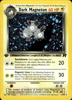 Pokemon Dark Magneton 11/82 Team Rocket Holo Rare 1st Edition Lightly Played - Image 1