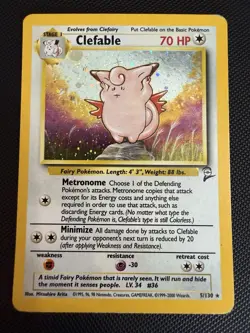 Clefable Holo 5/130 Base Set 2 Rare Pokemon TCG Vintage WOTC - Image 1
