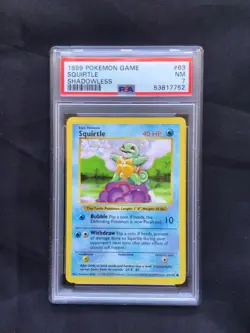 Pokemon Cards: Base Set Shadowless Common: Squirtle 63/102 PSA 7 - Image 1