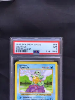 Pokemon Cards: Base Set Shadowless Common: Squirtle 63/102 PSA 7 - Image 3