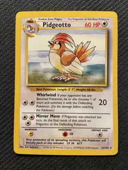 Pidgeotto 22/102 Base Set Rare Non Holo Vintage WOTC Pokemon TCG Card - Image 1