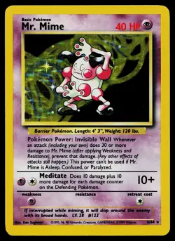 Pokemon Card - Mr. Mime Jungle No Symbol Error 6/64 Holo Rare - Image 1