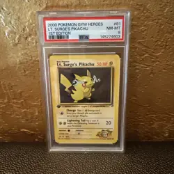 Lt. Surge's Pikachu 81/132 1ST EDITION Pokemon Team Rocket Set PSA 8 - Image 1