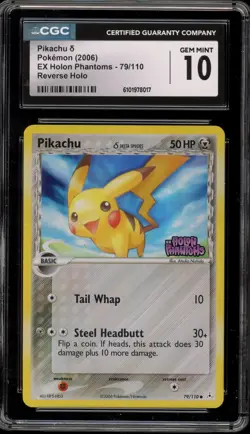 Pokemon Pikachu EX Holon Phantoms Reverse Holo #79 CGC 10 Gem Mint - Image 1