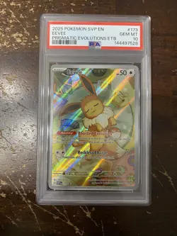 PSA 10 Eevee SVP 173 Prismatic Evolutions ETB Promo Pokemon SVP173 VHTF IN HAND - Image 1