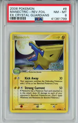 2006 POKEMON CRYSTAL GUARDIANS MANECTRIC #8 REVERSE PSA 8 NM #41361799 - Image 1