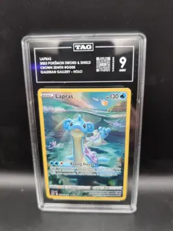 Pokemon TCG Lapras #GG05 Crown Zenith Galarian Gallery Full Art Ultra Rare TAG 9 - Image 1