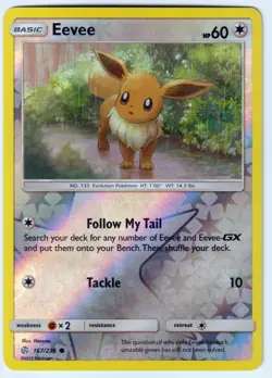 Eevee Reverse Holo Common SM Cosmic Eclipse 167/236 NM Pokemon TCG - Image 1
