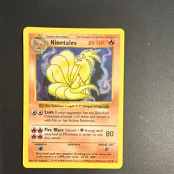 Pokemon TCG Ninetales Base Set (Shadowless) Holo Rare 12/102 80 HP 1999 English - Image 1