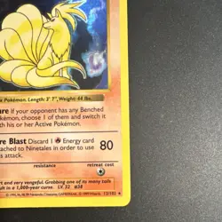 Pokemon TCG Ninetales Base Set (Shadowless) Holo Rare 12/102 80 HP 1999 English - Image 4