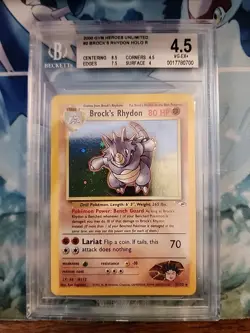 2000 Pokemon Brocks Rhydon First Edition Holo Rare BGS 4.5 VG-EX - Image 1