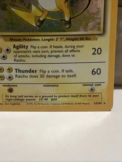 Pokemon TCG Raichu Holo Rare Base Set 14/102 - Image 3