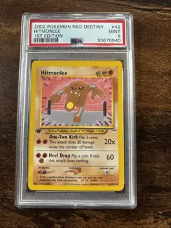 Pokemon TCG Hitmonlee Card #42/105 Neo Destiny Unlimited PSA 9 - Image 1