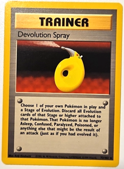 VINTAGE Base Set RARE Devolution Spray Pokemon Trainer Card - Image 1