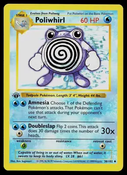 Pokemon Card - Poliwhirl 1st Edition Base Set Shadowless 38/102 - Image 1