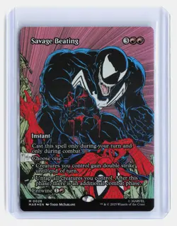 Savage Beating (Borderless) MTG Marvel's Spider-Man #26 Mythic Rare Foil - Image 1