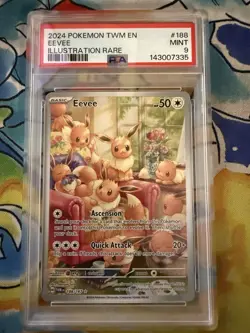 Pokemon Eevee Illustration Rare Twilight Masquerade 188/167 PSA 9 - Image 1