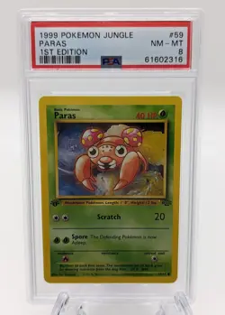 Pokemon TCG Jungle 1st Edition Paras #59 Near Mint-MT Graded PSA 8 - Image 1