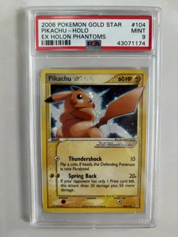 PSA 9 POKEMON EX HOLON PHANTOMS GOLD STAR PIKACHU HOLO 2006 #104 - Image 1