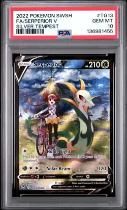2022 Pokemon SWSH Silver Tempest #TG13 FA Serperior V PSA 10 Gem Mint With Rosa - Image 1