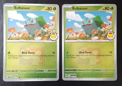 BULBASAUR 001/132 (X2), REVERSE HOLO, POKEMON DAY 2026 PROMO, POKEMON CARDS (NM) - Image 1