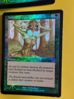 Venemous Breath x2 Instant Mercadian Masques. FOIL. MTG wear to edges - Image 2
