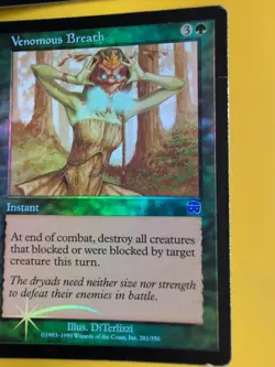 Venemous Breath x2 Instant Mercadian Masques. FOIL. MTG wear to edges - Image 3