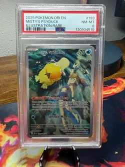 Pokemon Misty's Psyduck Destined Rivals Illustration Rare #193 PSA 8 Mint - Image 1