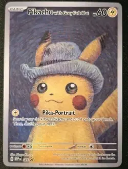 Pokemon Card Pikachu with Grey Felt Hat SVP 085 Promo Pokemon Karte Van Gogh Eng - Image 1