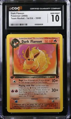 CGC 10 - 2000 POKEMON TEAM ROCKET 1ST EDITION EN 035 DARK FLAREON - Image 1