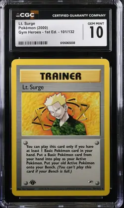 CGC 10 - 2000 POKEMON GYM HEROES 1ST EDITION EN 101 LT. SURGE - Image 1