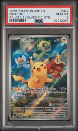 2023 Pokemon Black Star Promo Pikachu Paldea Evolved P Center PSA 10 #027 - Image 1