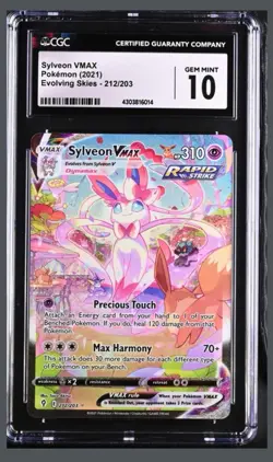 Pokemon TCG Sylveon VMAX CGC 10 Evolving Skies 212/203 Secret Rare Holo VMAX - Image 1