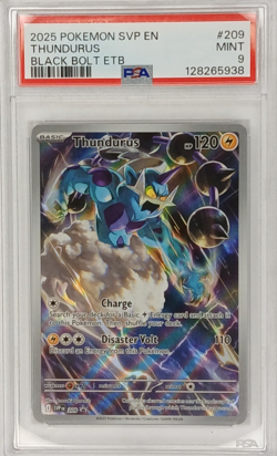 2025 POKEMON SVP BLACK BOLT POKEMON CENTER ETB PROMO #209 THUNDURUS PSA 9 - Image 1