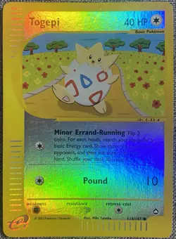 Pokemon TCG: Togepi #114/147 Aquapolis Set Reverse Holo Mint Condition - Image 1