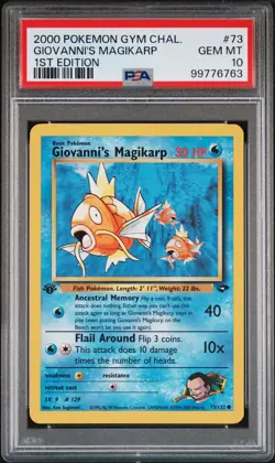 Giovanni's Magikarp 73/132 1st Edition Gym Challenge Pokemon PSA 10 - Image 1