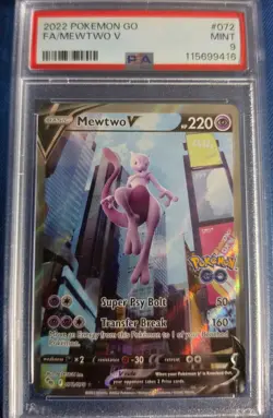 Pokemon Mewtwo V (Alternate Full Art) 072/078 Pokemon GO Holo PSA 9 - Image 1