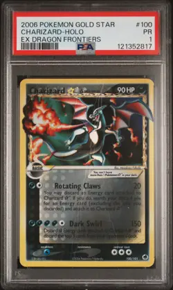 2006 POKEMON EX DRAGON FRONTIERS GOLD STAR #100 CHARIZARD-HOLO PSA 1 - Image 1