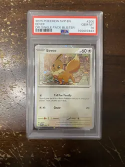2025 POKEMON DESTINED RIVALS SINGLE PACK BLISTER PROMO #200 EEVEE PSA 10 LOW POP - Image 1