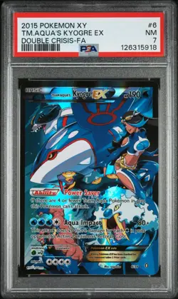 Team Aqua's Kyogre EX 6/34 Pokemon PSA 7 Double Crisis Full Art Holo - Image 1