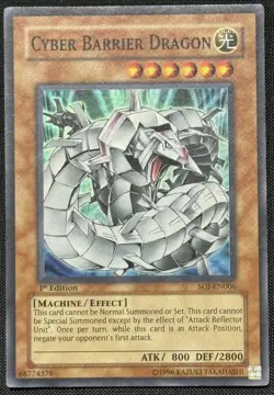 Yugioh Cyber Barrier Dragon 1st Edition Super Rare SOI-EN006 NM - Image 1