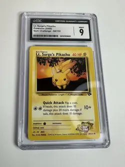 CGC 9 Lt. Surge's Pikachu 84/132 Gym Challenge 2000 Pokemon Card - Image 1