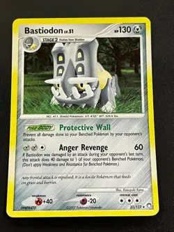 Bastiodon LV.51 21/123 – Mysterious Treasures Holo Rare Pokemon TCG Card MP - Image 1